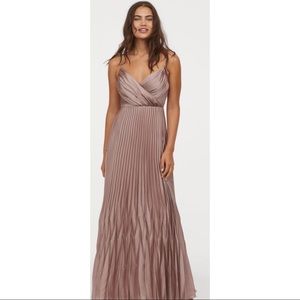H&M ~Long Pleated Taupe Dress (NWT)